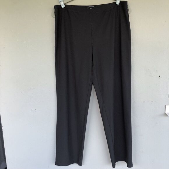 Eileen Fisher Pants L Gray Crepe Pull On Ankle Slim Straight Minimalist Preppy - Picture 2 of 15